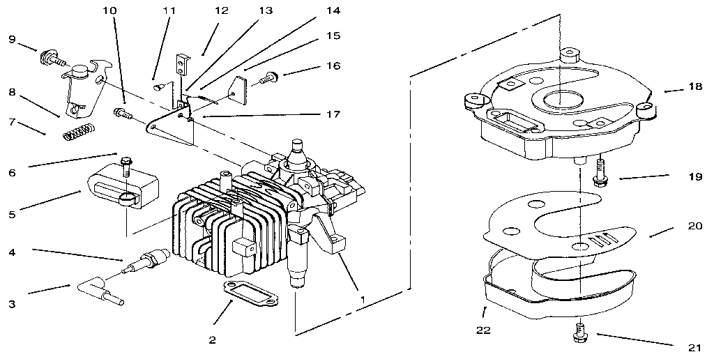 Lawn-Boy 10301-3900001 AND UP 2 cycle engine assembly diagram