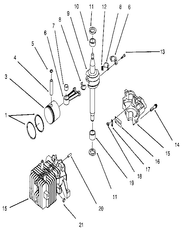 Lawn-Boy 10301-3900001 AND UP 2 cycle engine assembly diagram