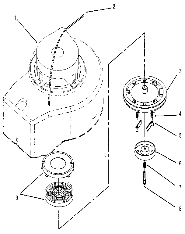 Lawn-Boy 10301-3900001 AND UP recoil starter assembly diagram