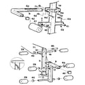 Weider E225 (SELF RETURNING CYLINDER) peck-deck arm attachment & leg curl assemblies diagram