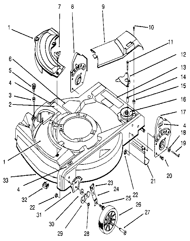 Craftsman 3938 deck & wheel assembly (self propelled) diagram