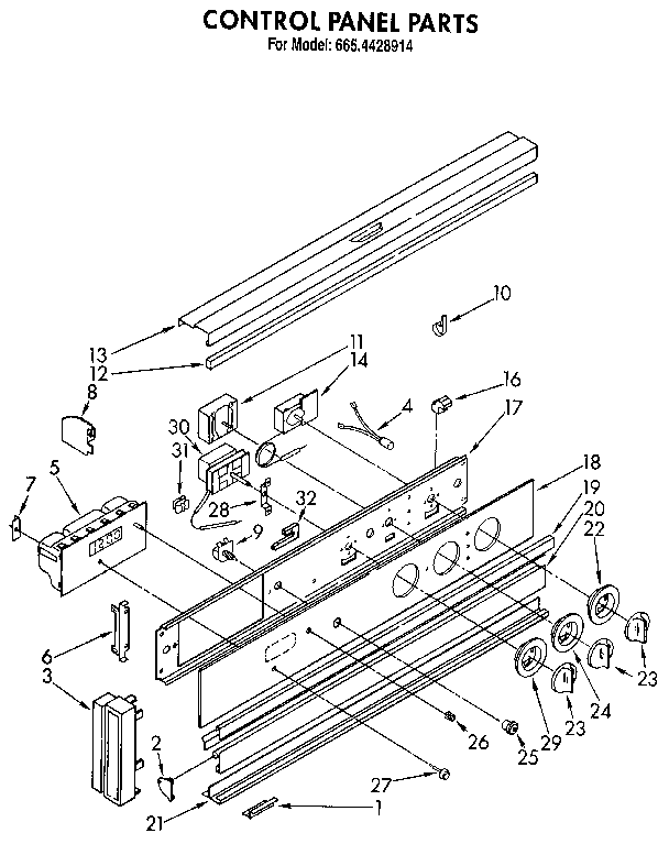 Kenmore 6654428914 control panel diagram