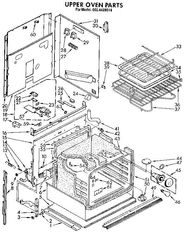 Kenmore 6654428914 upper oven diagram