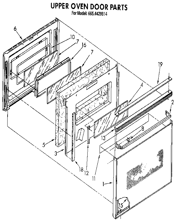 Kenmore 6654428914 upper oven door diagram
