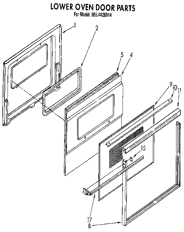 Kenmore 6654428914 lower oven door diagram