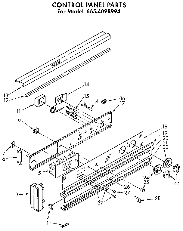 Kenmore 6654098994 control panel diagram