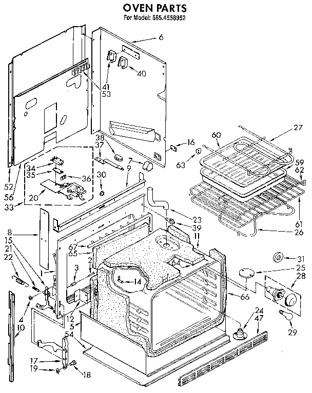 Kenmore 6654558952 oven diagram