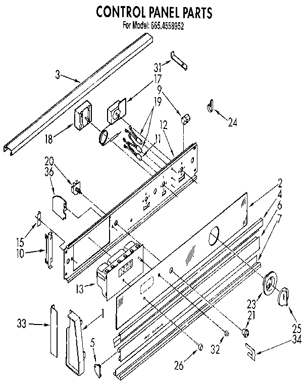 Kenmore 6654558952 control panel diagram