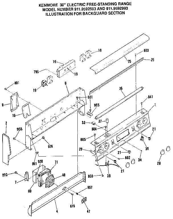 Kenmore 9119592593 backguard section diagram