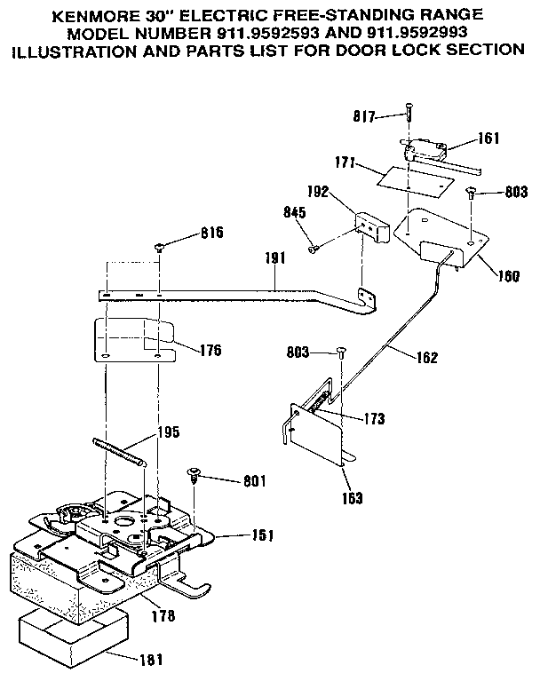 Kenmore 9119592593 door lock section diagram