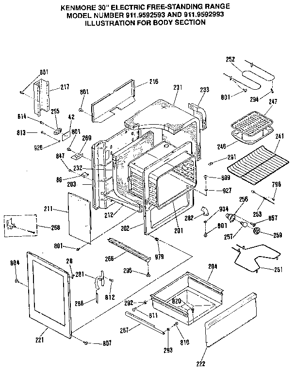 Kenmore 9119592593 body section diagram