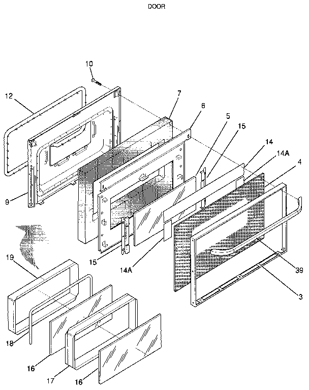 Frigidaire FEF352BAWA door diagram