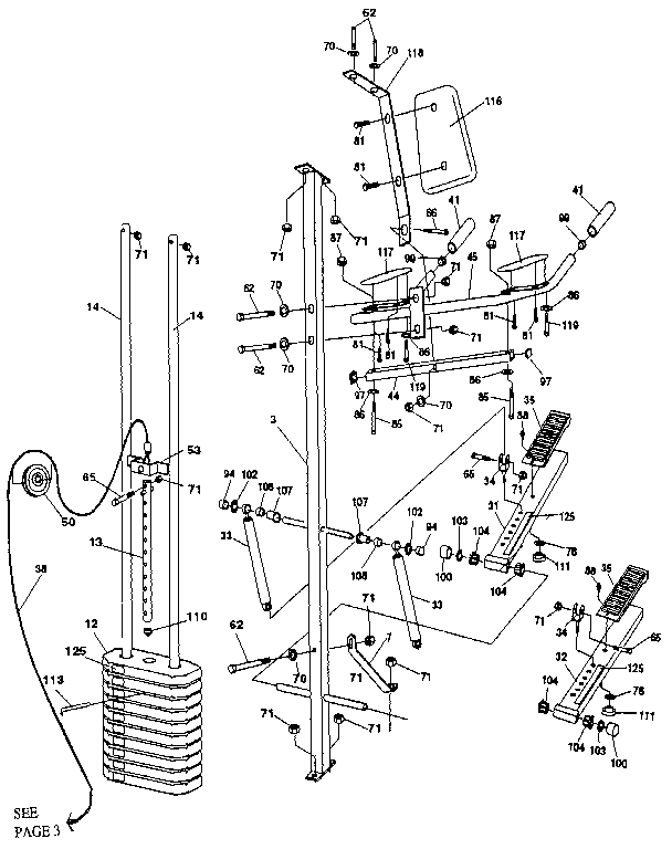 Weider 70042 weights and hardware diagram