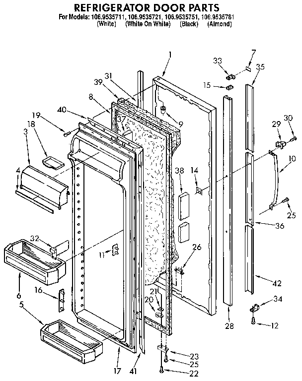 Kenmore 1069535721 refrigerator door diagram