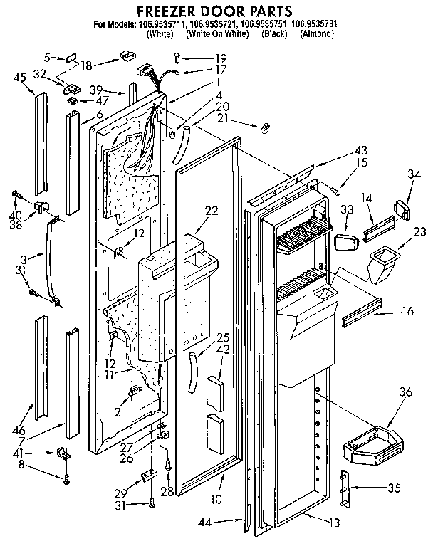 Kenmore 1069535721 freezer door diagram