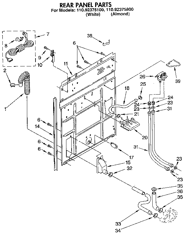 Kenmore 11092375100 rear panel diagram
