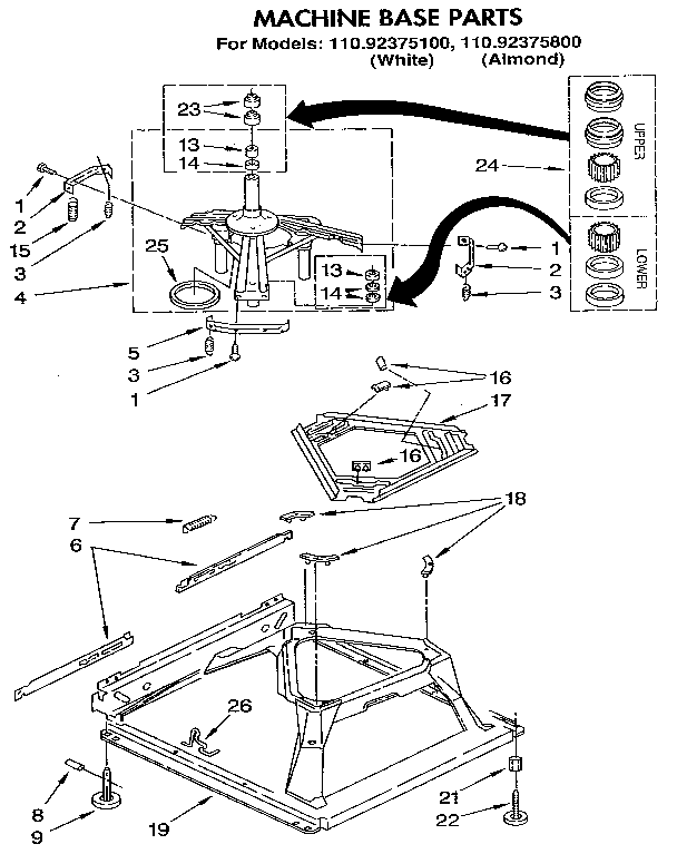 Kenmore 11092375100 machine base diagram