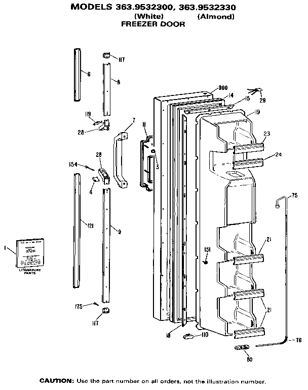 Kenmore 3639532300 freezer door diagram
