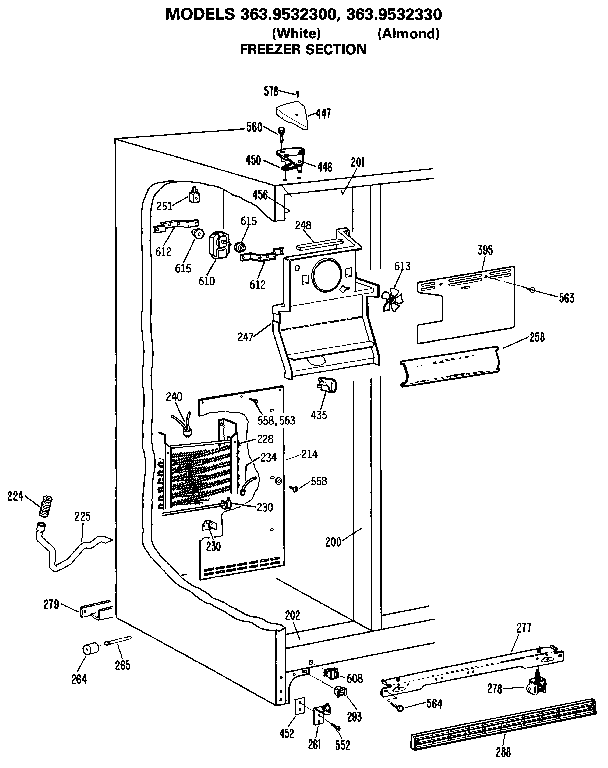 Kenmore 3639532300 freezer section diagram