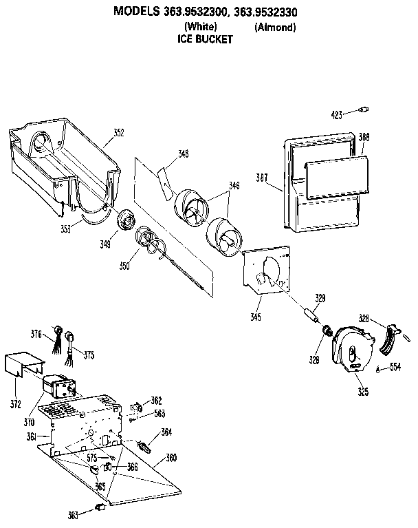 Kenmore 3639532300 ice bucket diagram