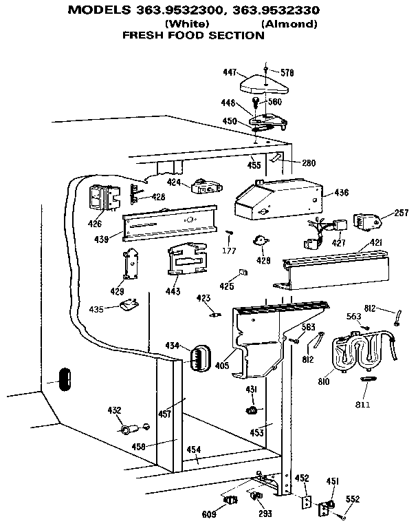 Kenmore 3639532300 fresh food section diagram
