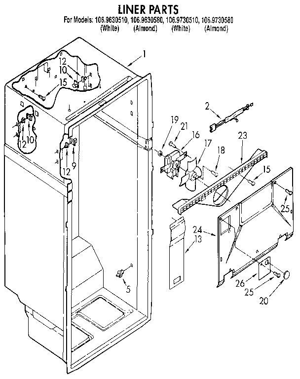 Kenmore 1069630580 liner diagram