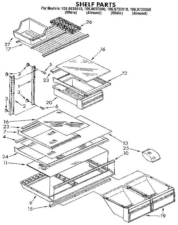 Kenmore 1069630580 shelf diagram