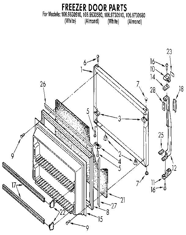 Kenmore 1069630580 freezer door diagram