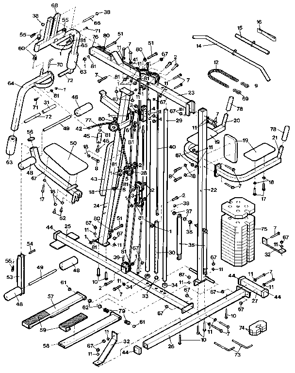 Weslo WL820921 unit parts diagram