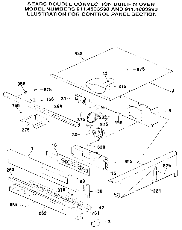 Kenmore 9114803590 control panel diagram