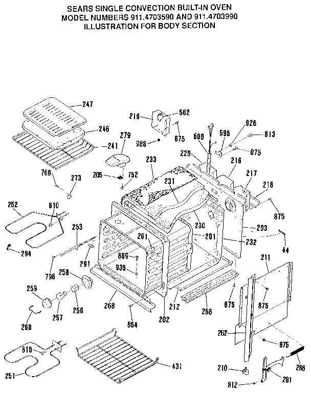 Kenmore 9114703990 body section diagram