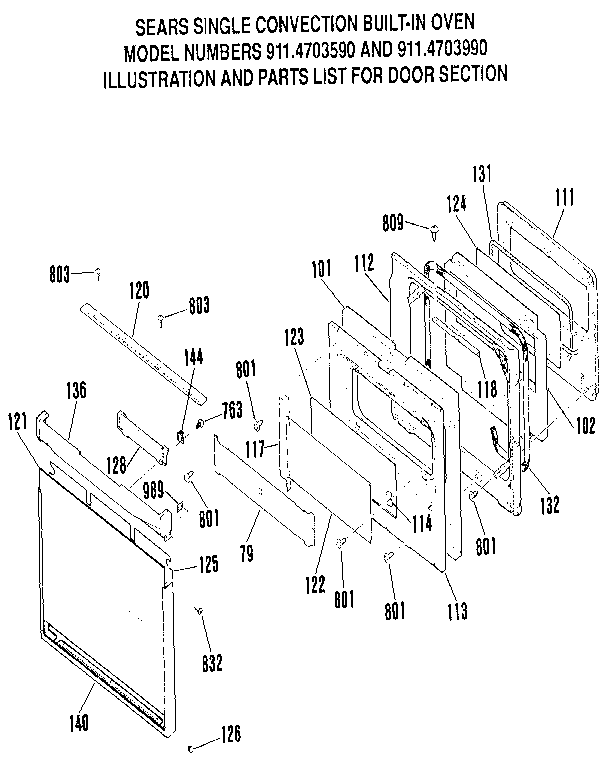 Kenmore 9114703990 door section diagram