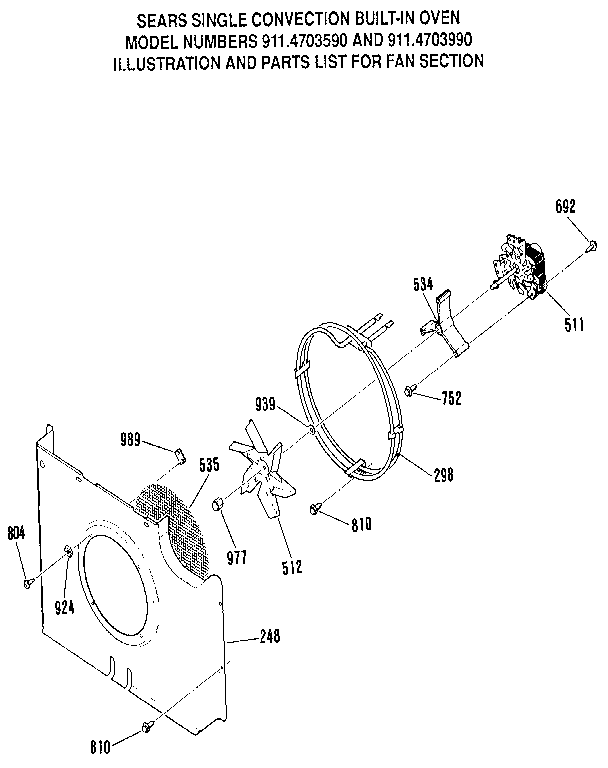 Kenmore 9114703990 fan section diagram