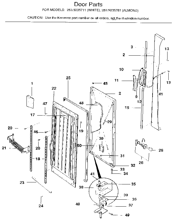 Kenmore 2539235781 door diagram