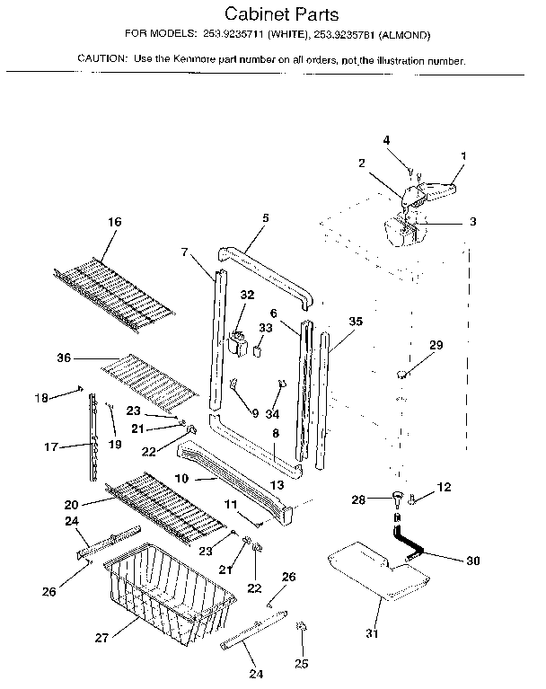 Kenmore 2539235781 cabinet diagram