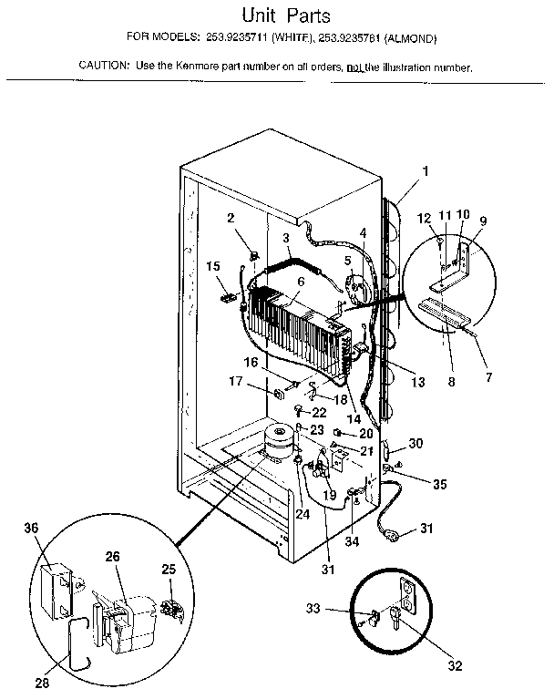 Kenmore 2539235781 unit diagram