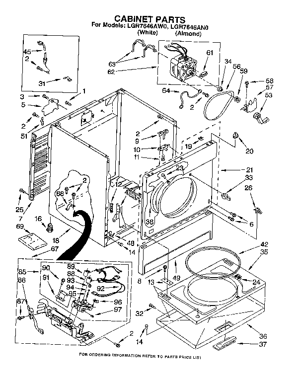Whirlpool LGR7646AN0 cabinet diagram