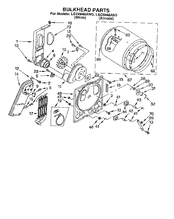 Whirlpool LEC6848AN0 bulkhead diagram