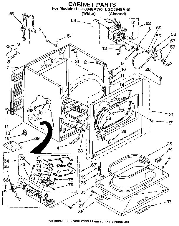 Whirlpool LGC6848AN0 cabinet diagram