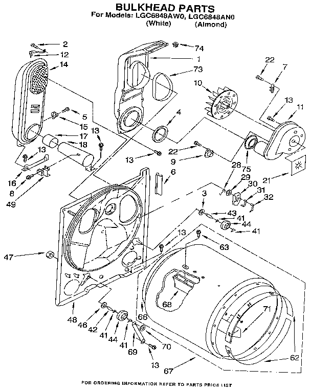 Whirlpool LGC6848AN0 bulkhead diagram