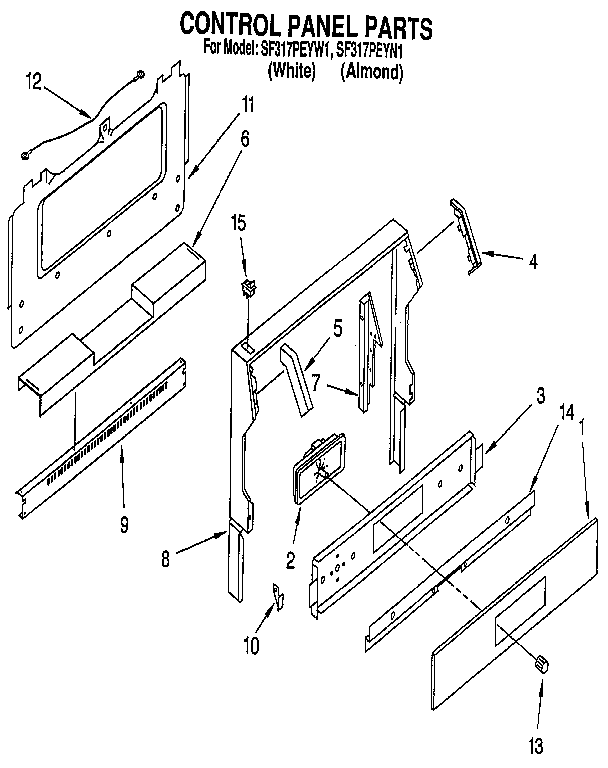 Whirlpool SF317PEYW1 control panel diagram
