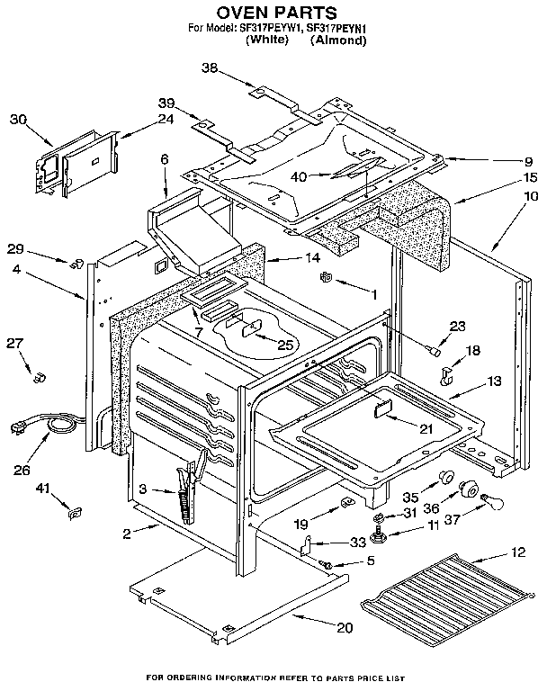 Whirlpool SF317PEYW1 oven diagram