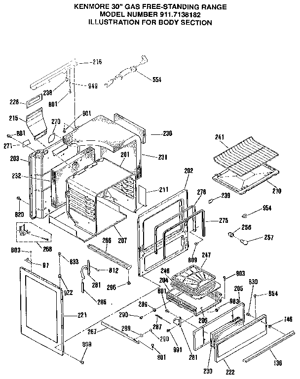 Sears 9117138182 body section diagram