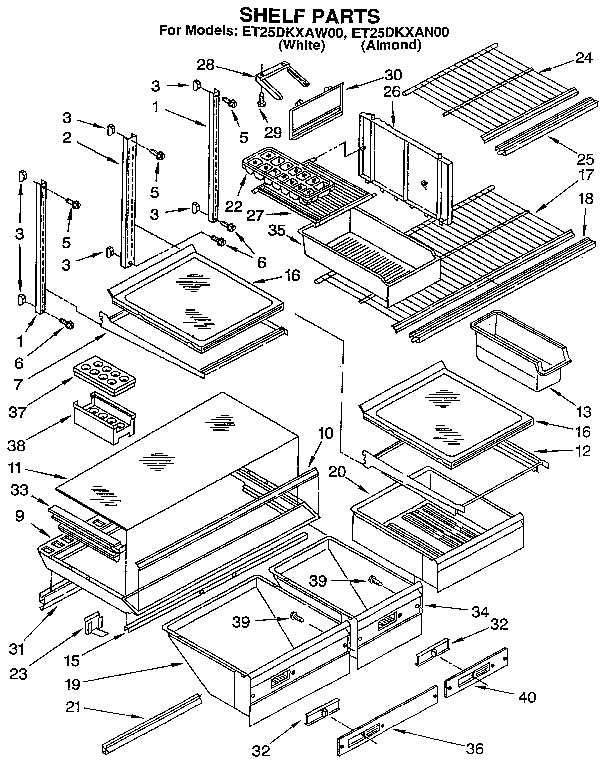 Whirlpool ET25DKXAW00 shelf diagram