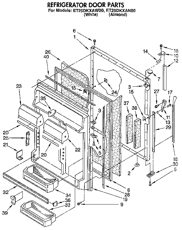 Whirlpool ET25DKXAW00 refrigerator door diagram