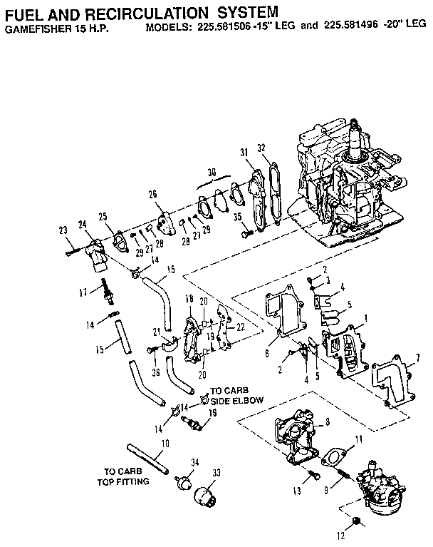 Craftsman 225581506 fuel and recirculation system diagram