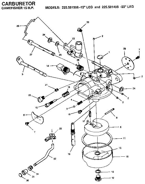 Craftsman 225581506 carburetor diagram