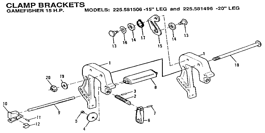 Craftsman 225581506 clamp brackets diagram
