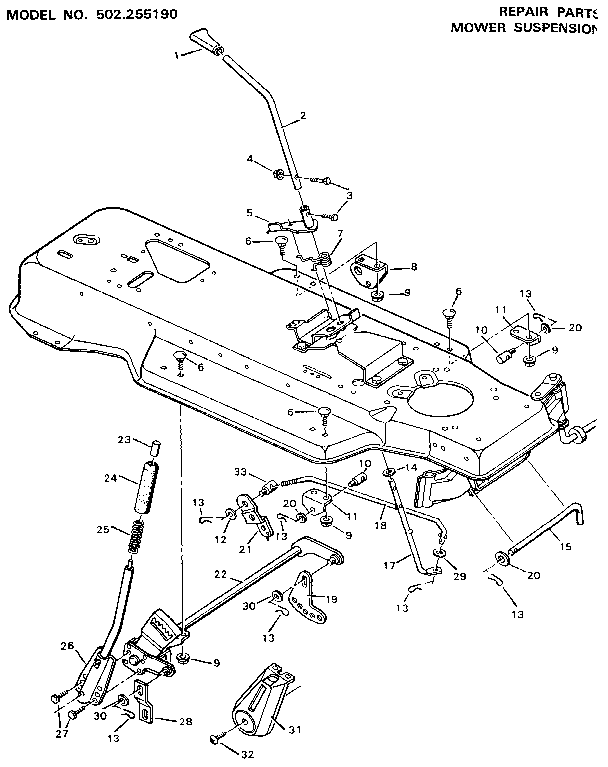 Craftsman 502255190 mower suspension diagram