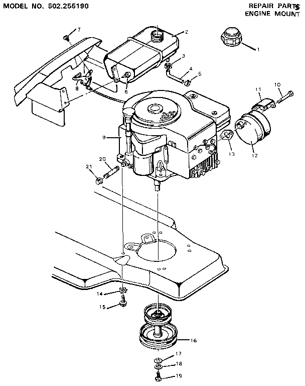 Craftsman 502255190 engine mount diagram